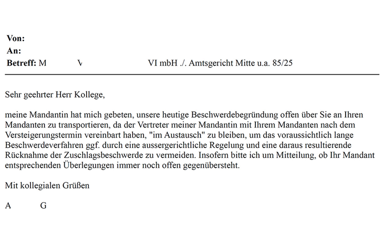 Ausschnitt aus dem Forderungsschreiben